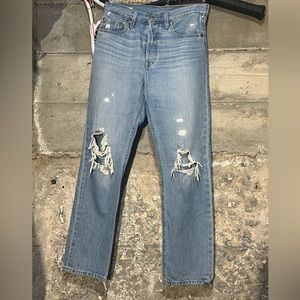Levis 501 big E denim jeans with pre distress